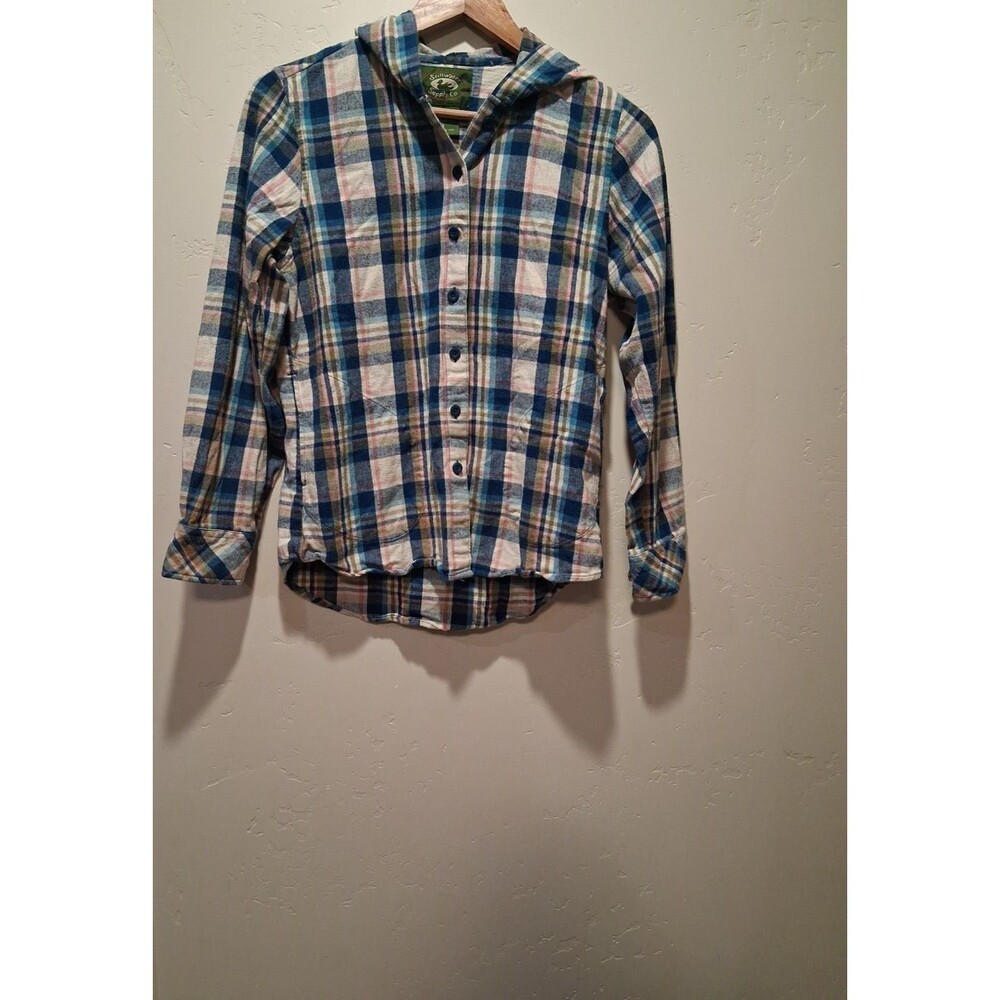 Stillwater Supply Co Shirt Women Sz S Plaid L/S Button Up Hoodie Pockets Cowboy